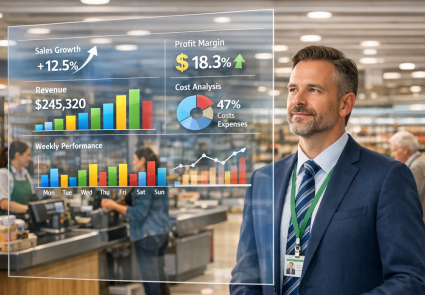 gestão financeira de supermercado