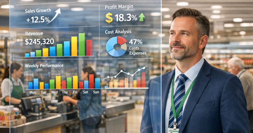 gestão financeira de supermercado